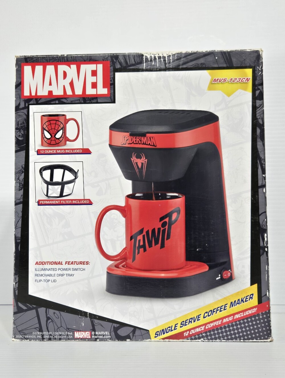 Marvel Spider-Man Red & Black Single Serve Coffee Maker New W/No Mug